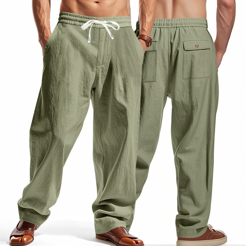 Men’s Relaxed Fit Linen Cargo Pants | Breathable Summer Wear Trousers | MGTZ-6