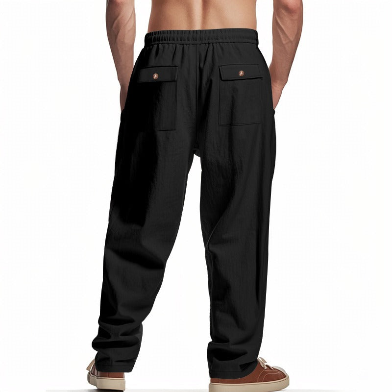 Men’s Relaxed Fit Linen Cargo Pants | Breathable Summer Wear Trousers | MGTZ-6
