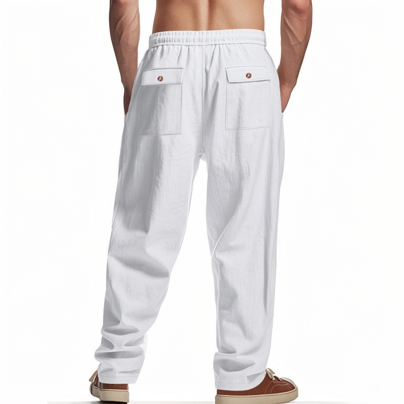 Men’s Relaxed Fit Linen Cargo Pants | Breathable Summer Wear Trousers | MGTZ-6