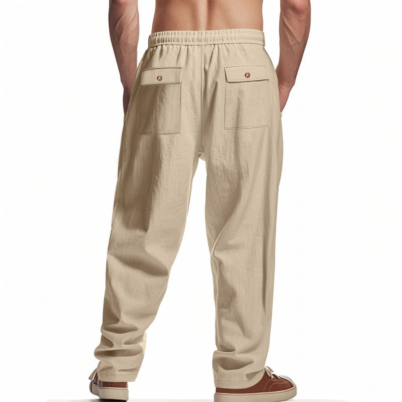 Men’s Relaxed Fit Linen Cargo Pants | Breathable Summer Wear Trousers | MGTZ-6