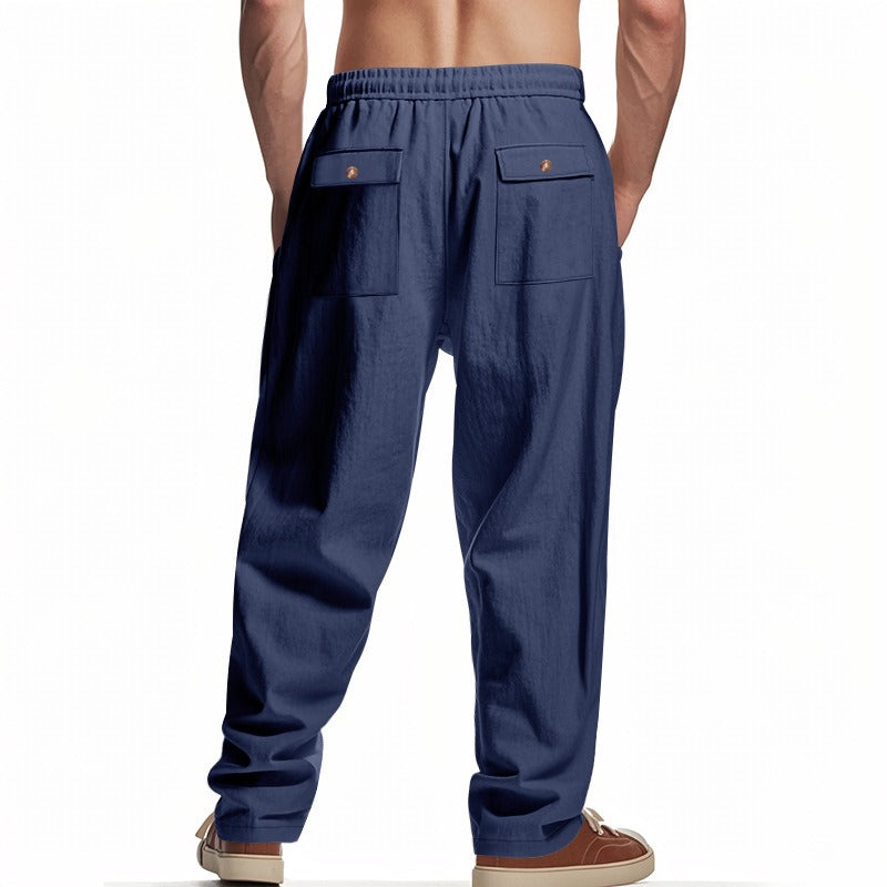 Men’s Relaxed Fit Linen Cargo Pants | Breathable Summer Wear Trousers | MGTZ-6