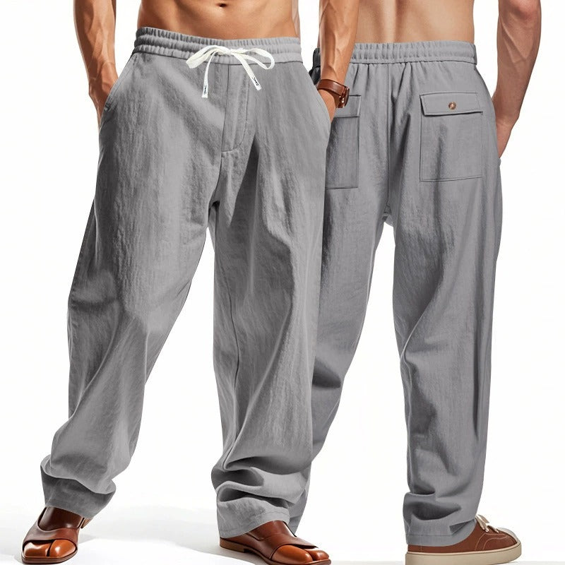 Men’s Relaxed Fit Linen Cargo Pants | Breathable Summer Wear Trousers | MGTZ-6