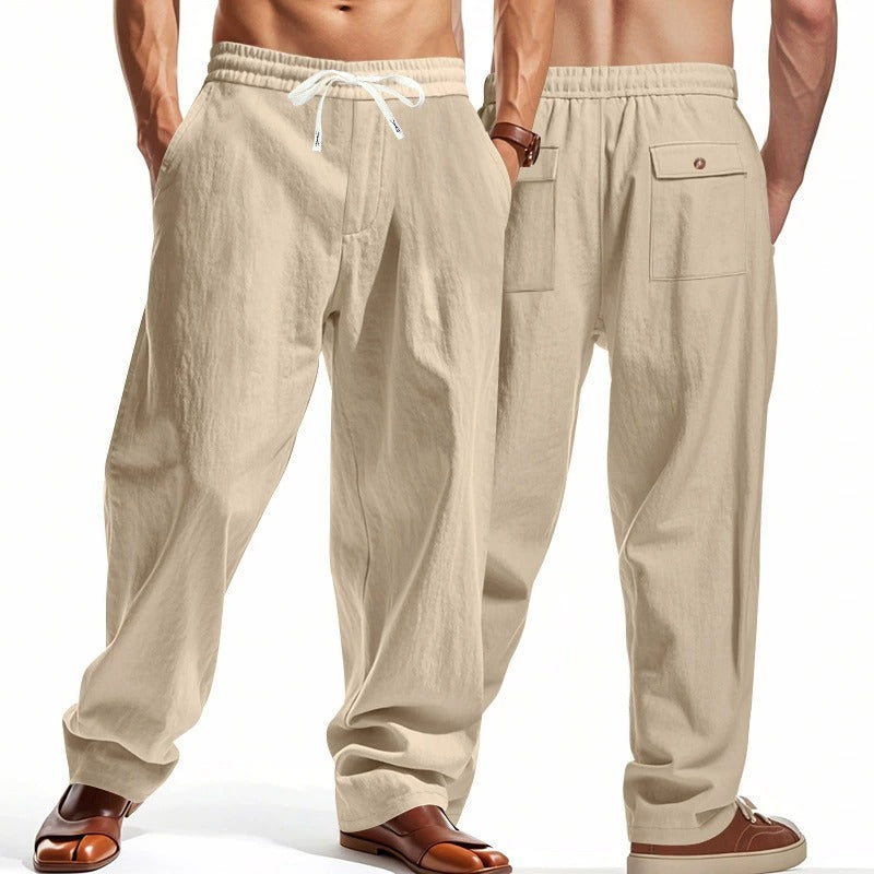 Men’s Relaxed Fit Linen Cargo Pants | Breathable Summer Wear Trousers | MGTZ-6