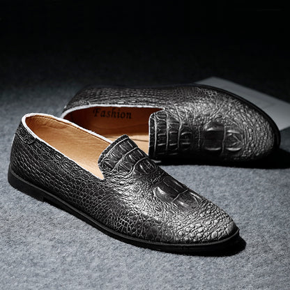 Mocassino da uomo con punta affilata, casual, slip on, modello coccodrillo, scarpe da guida | 2033 