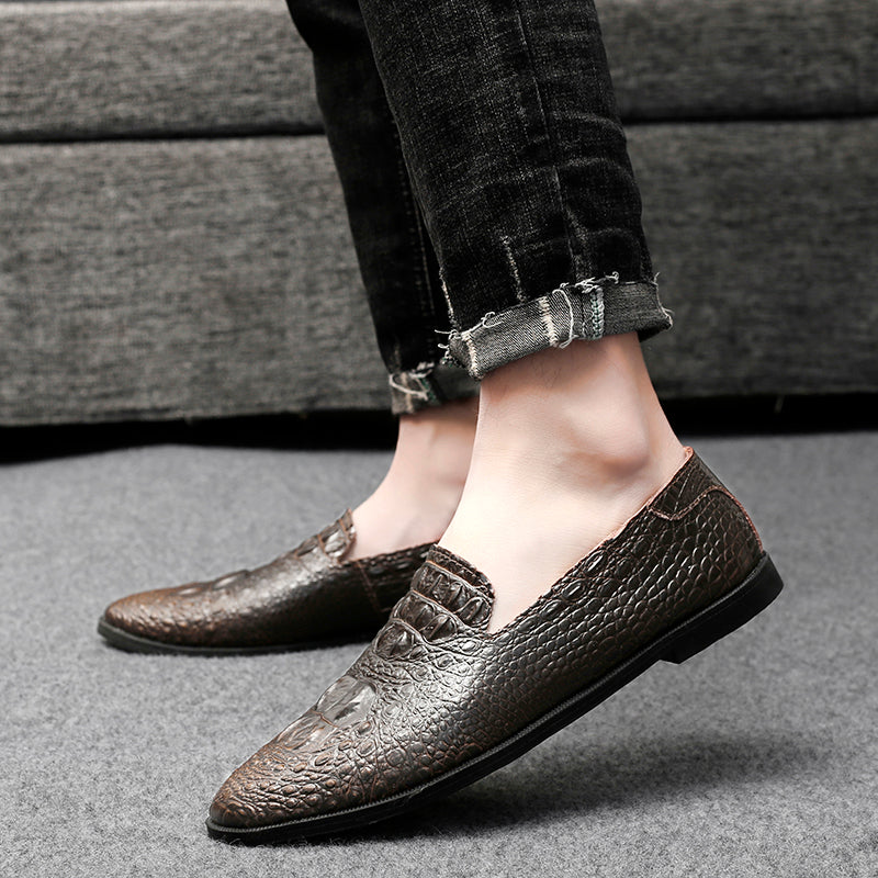 Men's Moccasin Pointy Toe Casual Loafer Slip On Driving Alligator Pattern Shoes | 2033