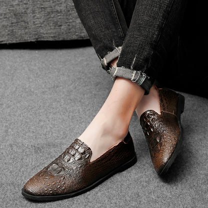 Men's Moccasin Pointy Toe Casual Loafer Slip On Driving Alligator Pattern Shoes | 2033