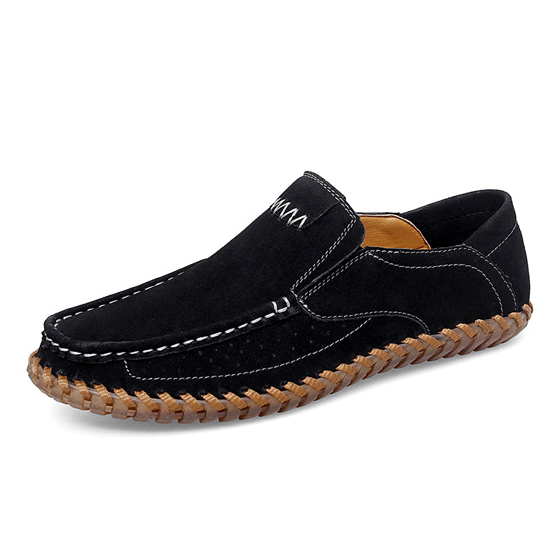 Men’s Plus Size Handmade Suede Leather Loafers – Slip-On Driving Shoes | 8666