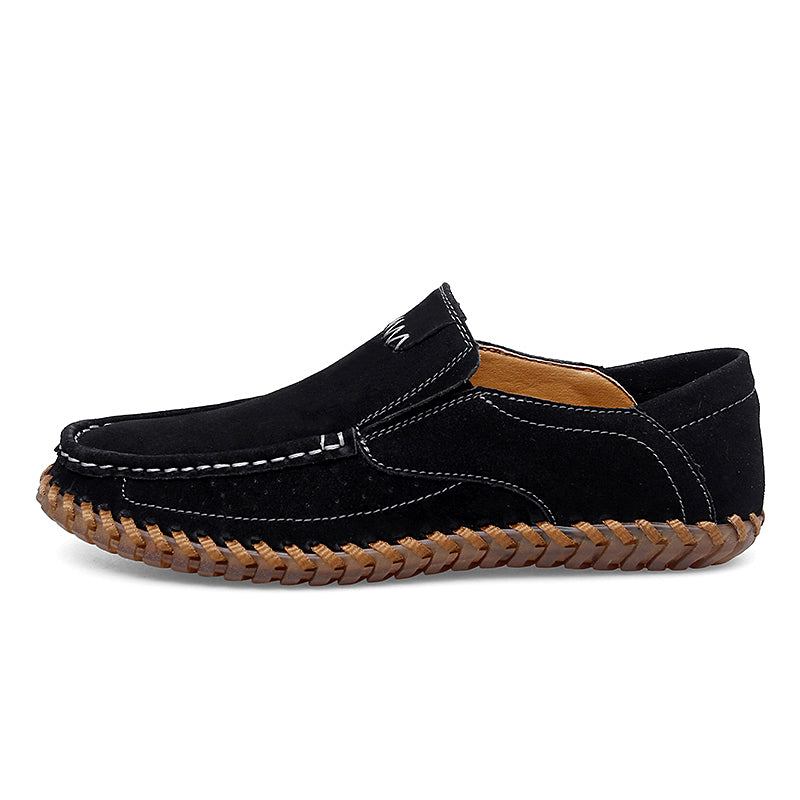Men’s Plus Size Handmade Suede Leather Loafers – Slip-On Driving Shoes | 8666