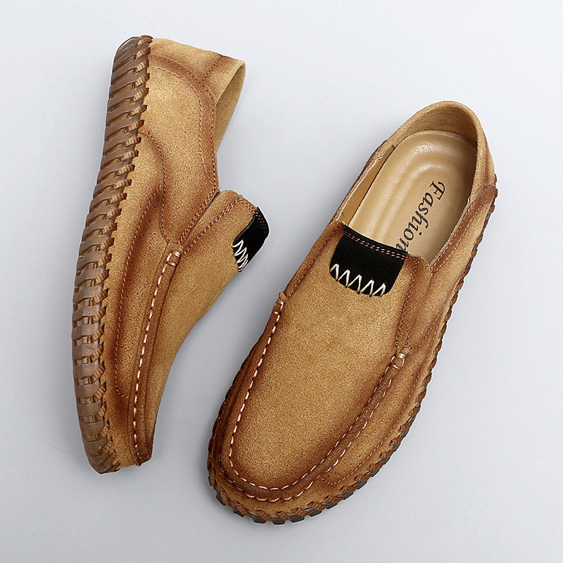 Men’s Plus Size Handmade Suede Leather Loafers – Slip-On Driving Shoes | 8666