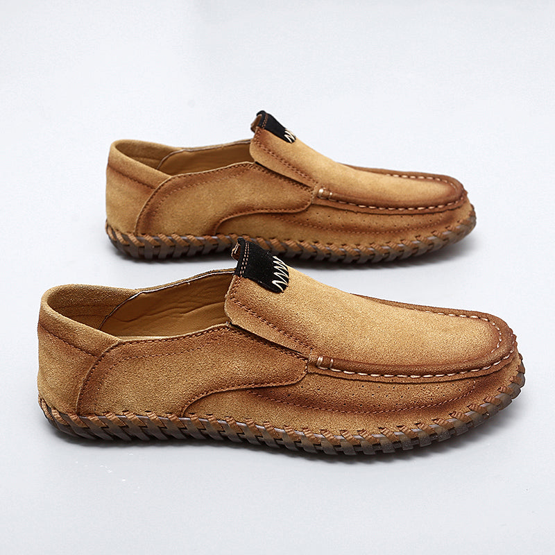 Men’s Plus Size Handmade Suede Leather Loafers – Slip-On Driving Shoes | 8666