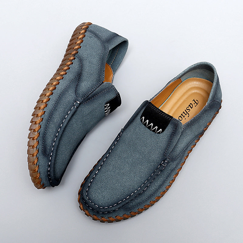 Men’s Plus Size Handmade Suede Leather Loafers – Slip-On Driving Shoes | 8666