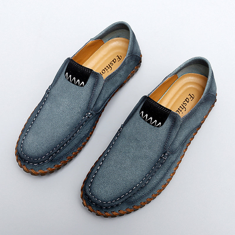 Men’s Plus Size Handmade Suede Leather Loafers – Slip-On Driving Shoes | 8666