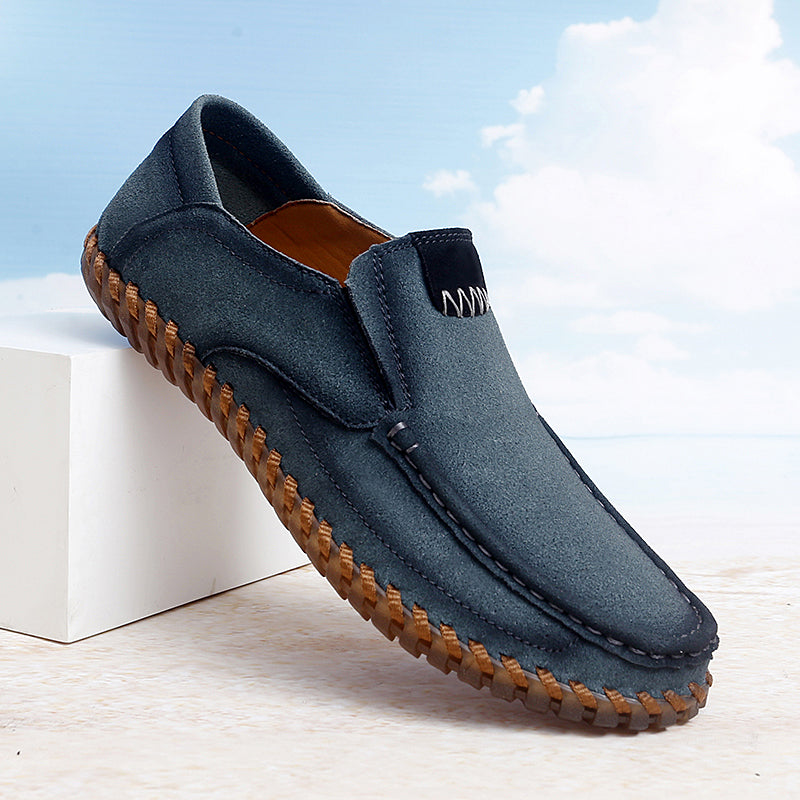 Men’s Plus Size Handmade Suede Leather Loafers – Slip-On Driving Shoes | 8666