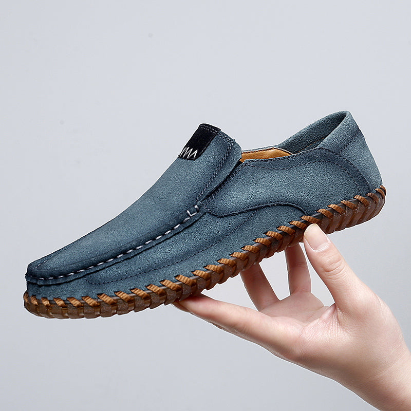 Men’s Plus Size Handmade Suede Leather Loafers – Slip-On Driving Shoes | 8666