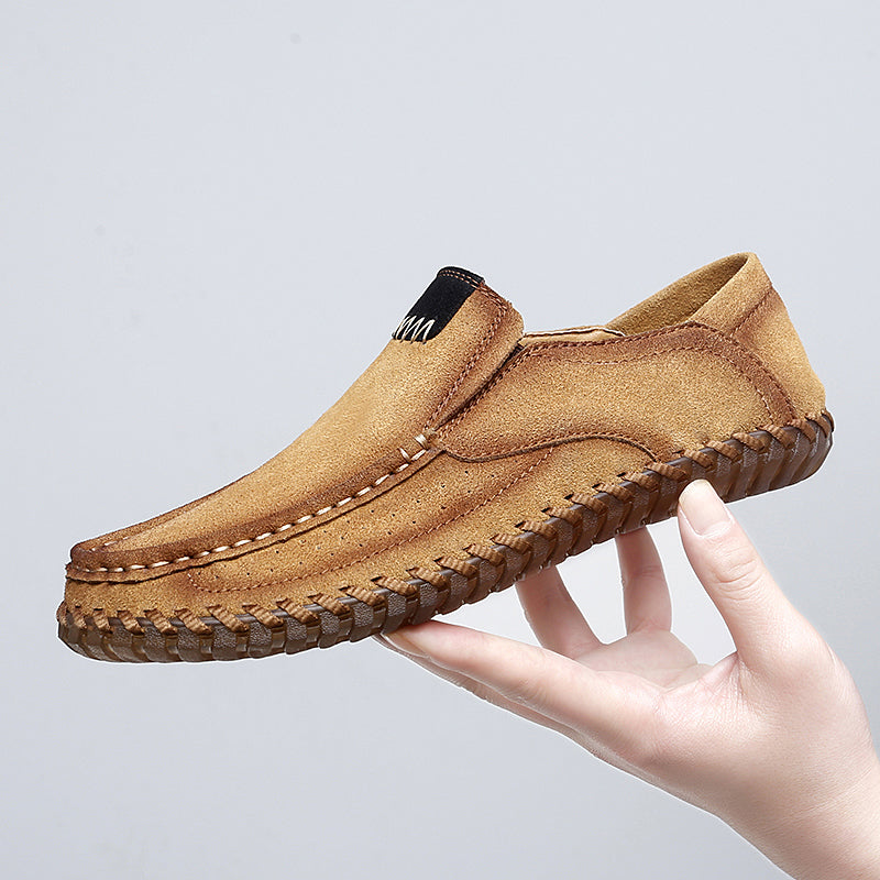 Men’s Plus Size Handmade Suede Leather Loafers – Slip-On Driving Shoes | 8666