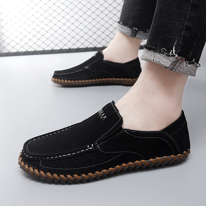 Men’s Plus Size Handmade Suede Leather Loafers – Slip-On Driving Shoes | 8666