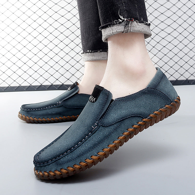 Men’s Plus Size Handmade Suede Leather Loafers – Slip-On Driving Shoes | 8666