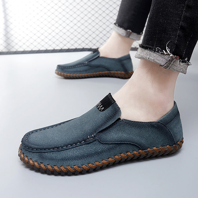Men’s Plus Size Handmade Suede Leather Loafers – Slip-On Driving Shoes | 8666