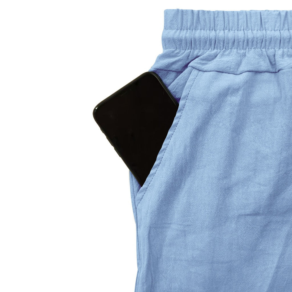 Men’s Four-Season Lightweight Linen Cargo Pants Breathable Multi-Pocket Loose Wide-Leg Trousers | MTGZ-9