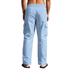 Men’s Four-Season Lightweight Linen Cargo Pants Breathable Multi-Pocket Loose Wide-Leg Trousers | MTGZ-9