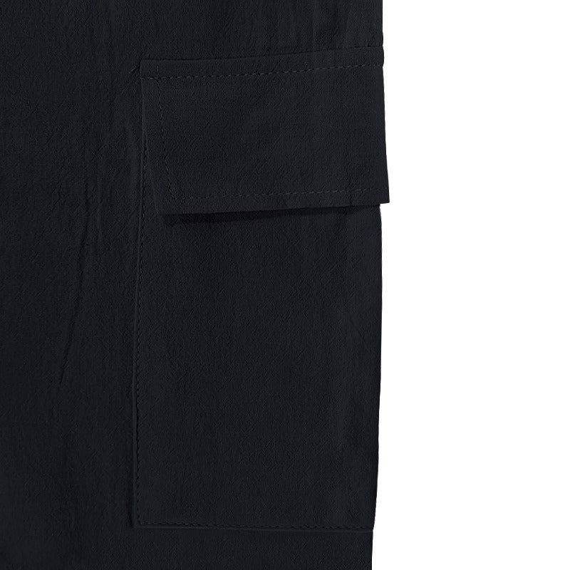 Men’s Four-Season Lightweight Linen Cargo Pants Breathable Multi-Pocket Loose Wide-Leg Trousers | MTGZ-9