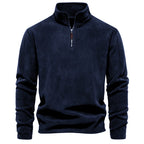 Men’s Fleece Pullover Sweatshirts | Autumn-Winter 2025 Europe Fashion | Half-Zip Stand Collar Tops | HD08