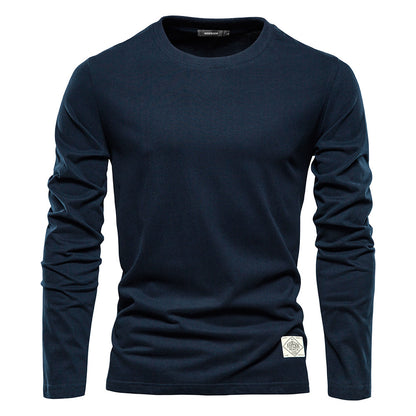 T-shirts à manches longues pour hommes, coupe slim décontractée, couleur unie | 2301 