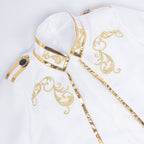 Medieval Royal Prince Jacket | Gold Embroidered Stand Collar Coat | Halloween Noble Cosplay Costume for Men & Women