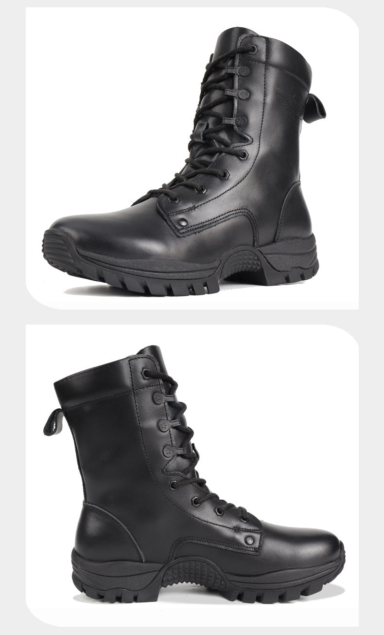 Vdason 402J Paratrooper Combat Boots | Lightweight Airborne Jump Boots | Black Genuine Leather Tactical Footwear | 402J