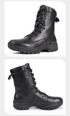 Vdason 402J Paratrooper Combat Boots | Lightweight Airborne Jump Boots | Black Genuine Leather Tactical Footwear | 402J