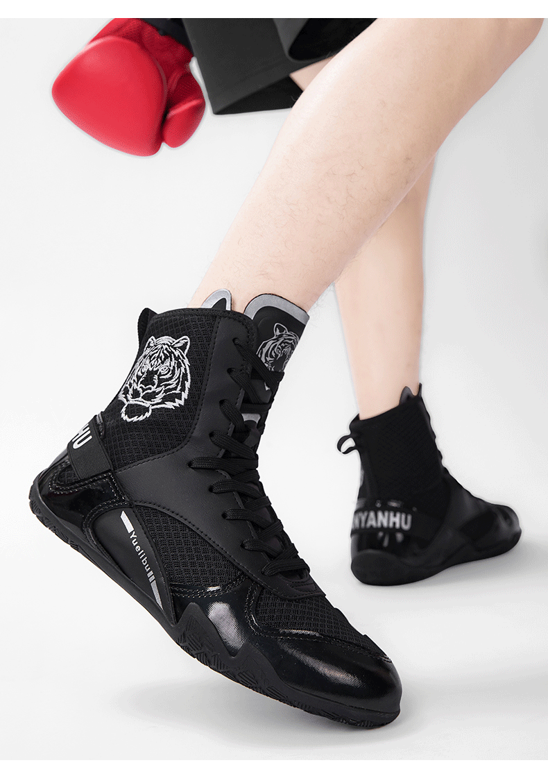 Qiku Bao Combat Sports Shoes | Unisex Wrestling & Boxing Shoes | Gum Rubber Sole for Muay Thai & Martial Arts | QK1139