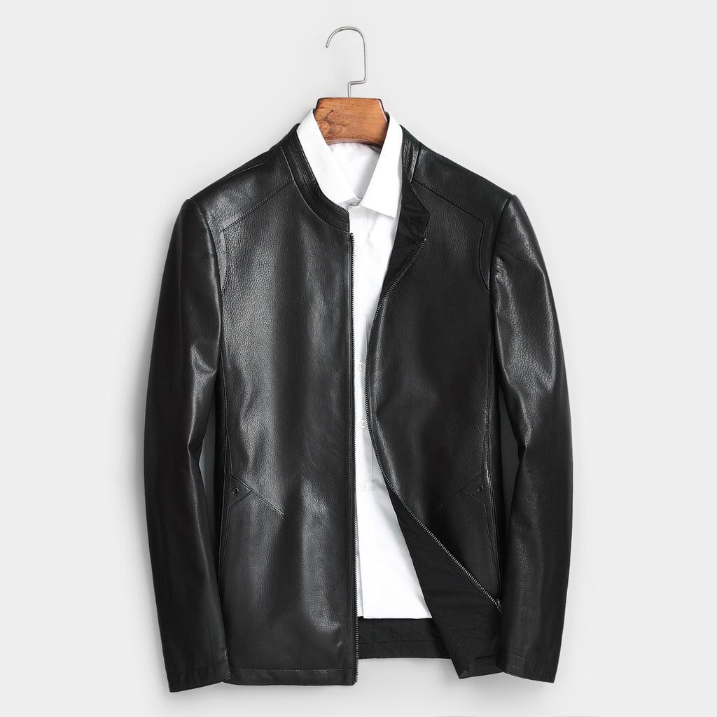 Men’s Genuine Cowhide Leather Jacket | Reversible Fur-Lined Mid-Length Coat | Business Casual Winter Outerwear | 8803
