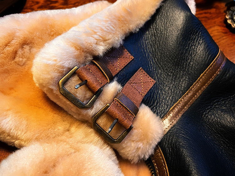 B3 Original Shearling Aviator Jacket | Men's Genuine Sheepskin Leather Bomber | Warm Fur-Lined Motorcycle Coat