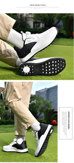 Packard Golf Shoes with Rotating Buckle | Anti-Slip Spiked Golf Madison Trainers | Breathable Microfiber Athletic Boots