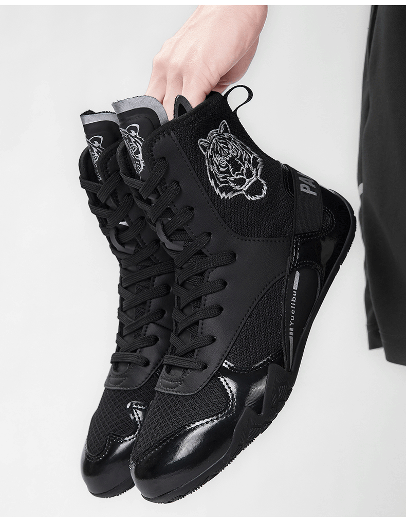 Qiku Bao Combat Sports Shoes | Unisex Wrestling & Boxing Shoes | Gum Rubber Sole for Muay Thai & Martial Arts | QK1139