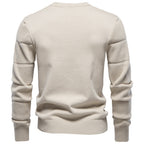 Men's Crew Neck Knit Sweater | 2026 Autumn Business Casual Pullover | Warm Cotton-Blend Jacquard Jumper | SW248