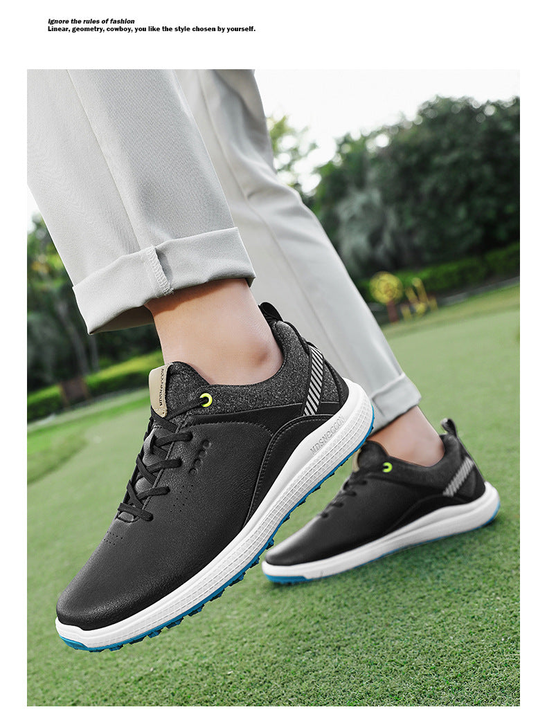 Men's Waterproof Golf Shoes | Anti-Slip Soft Spike Sneakers Breathable Microfiber Athletic All Weather Golf Trainers