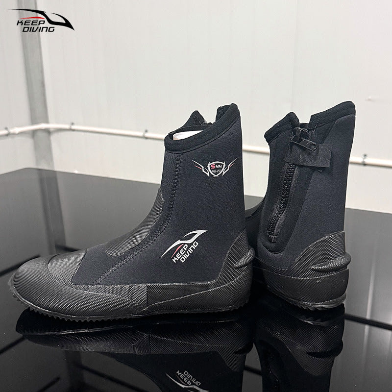 KEEP DIVING 5mm Neoprene Dive Boots | High-Elasticity Vulcanized Water Shoes for Diving & Fishing | Thermal Slip-On Boots | DB-151