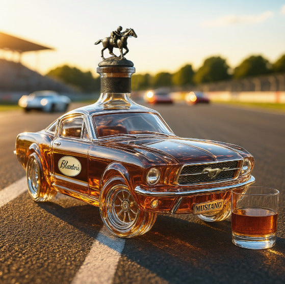 Police Car Mustang Whiskey Bottle Creative Vehicle-Shaped Glass Decanter 350ml Novelty Liquor Container for Home Bar & Gifts