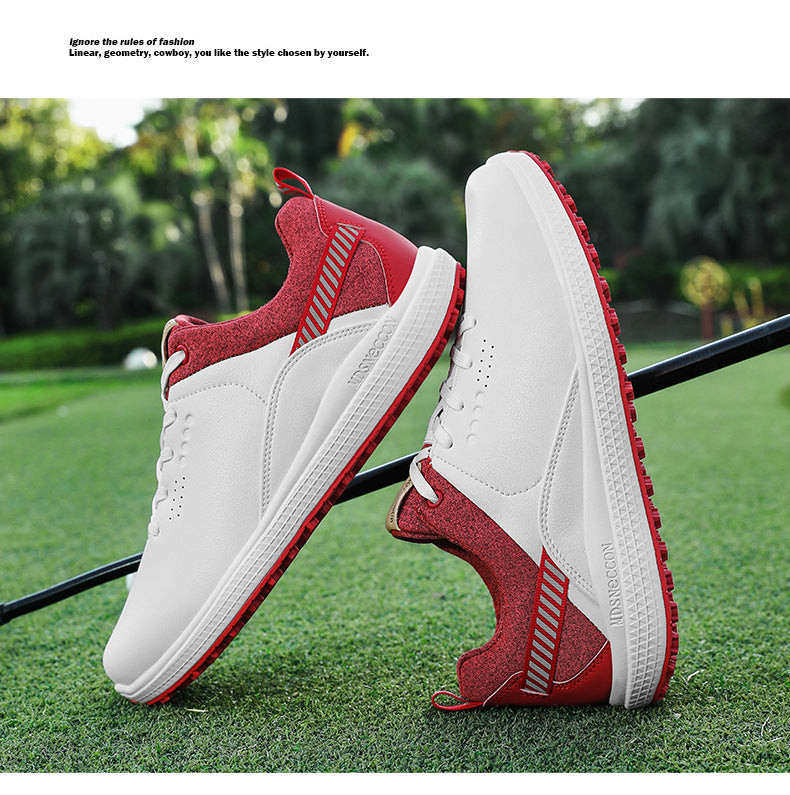 Men's Waterproof Golf Shoes | Anti-Slip Soft Spike Sneakers Breathable Microfiber Athletic All Weather Golf Trainers