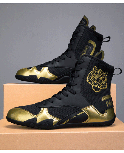 Qiku Bao Combat Sports Shoes | Unisex Wrestling & Boxing Shoes | Gum Rubber Sole for Muay Thai & Martial Arts | QK1139