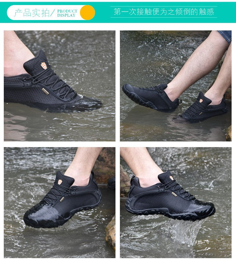 ECAF HTRON Men Water-Resistant Hiking Shoes Breathable Trainers Trail Runners Lightweight Outdoor Trekking Sneakers