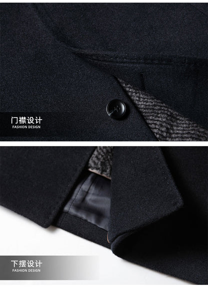 Benji Men's Wool Blend Overcoat with Detachable Rabbit Fur Lining | Winter Business Casual Topcoat for Men | Thick Mid-Length Wool Jacket| SDN682