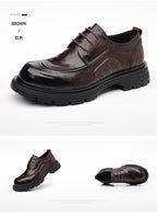 Men's Premium Full-Grain Leather Business Shoes | Thick Sole Oxfords with Breathable Pigskin Lining | Light Luxury Formal Footwear | 77027