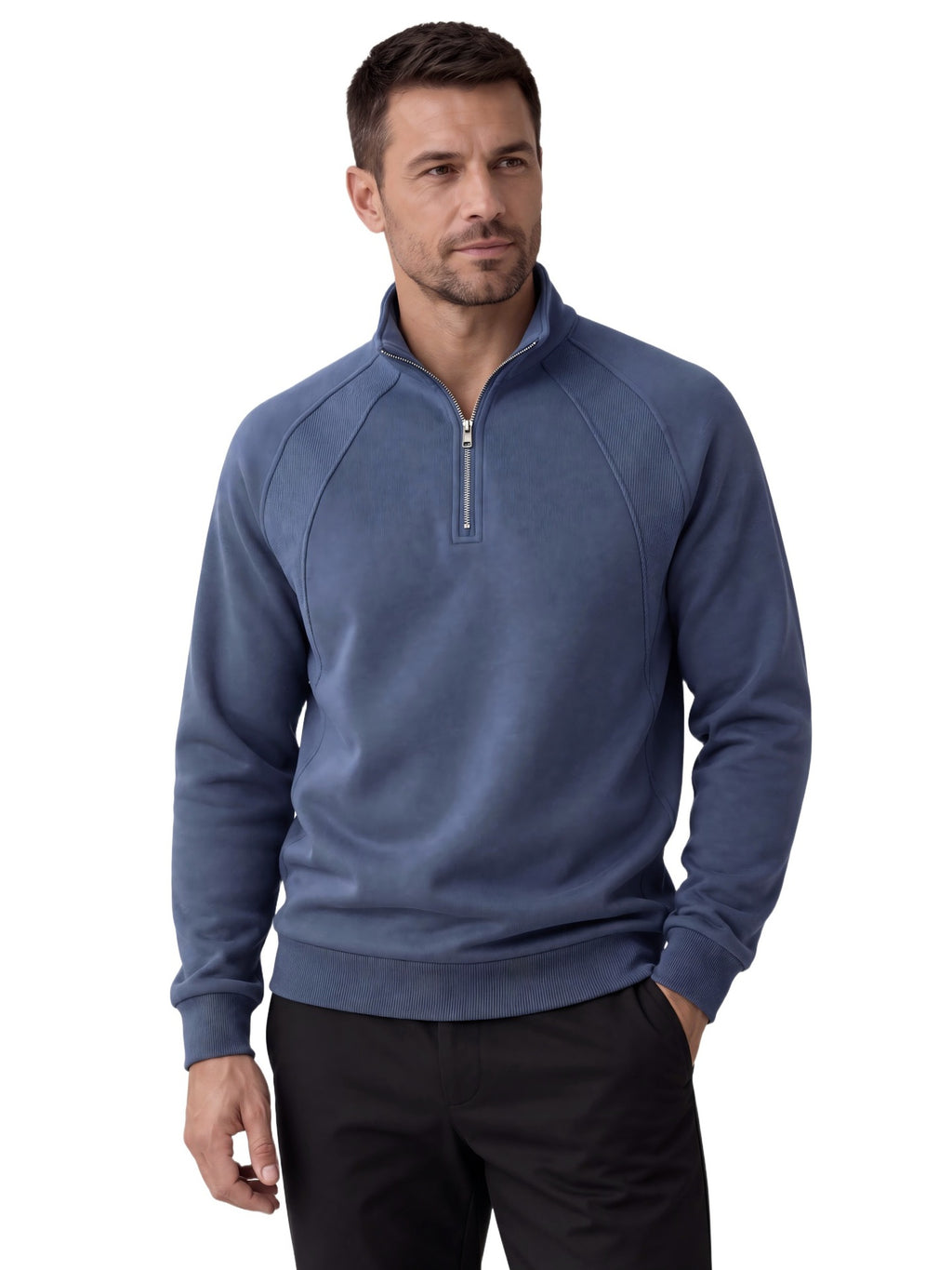 Men's Half-Zip Stand Collar Sweatshirt | 2026 Autumn Casual Pullover with Raglan Sleeves | Soft Cotton-Blend Fleece Top | HD3046