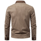 Men's Suede-Look Fleece Jacket | 2026 Winter Business Casual Zip-Up Coat | Khaki Stand Collar Outerwear | JK5022