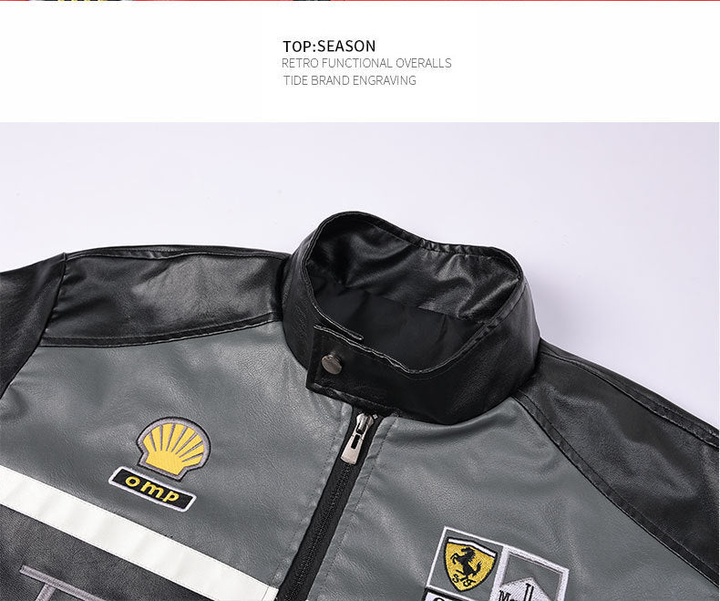 Men's PU Leather Moto Jacket | 2026 Korean Style Racing Coat | Waterproof Windproof Fleece-Lined Biker Outerwear