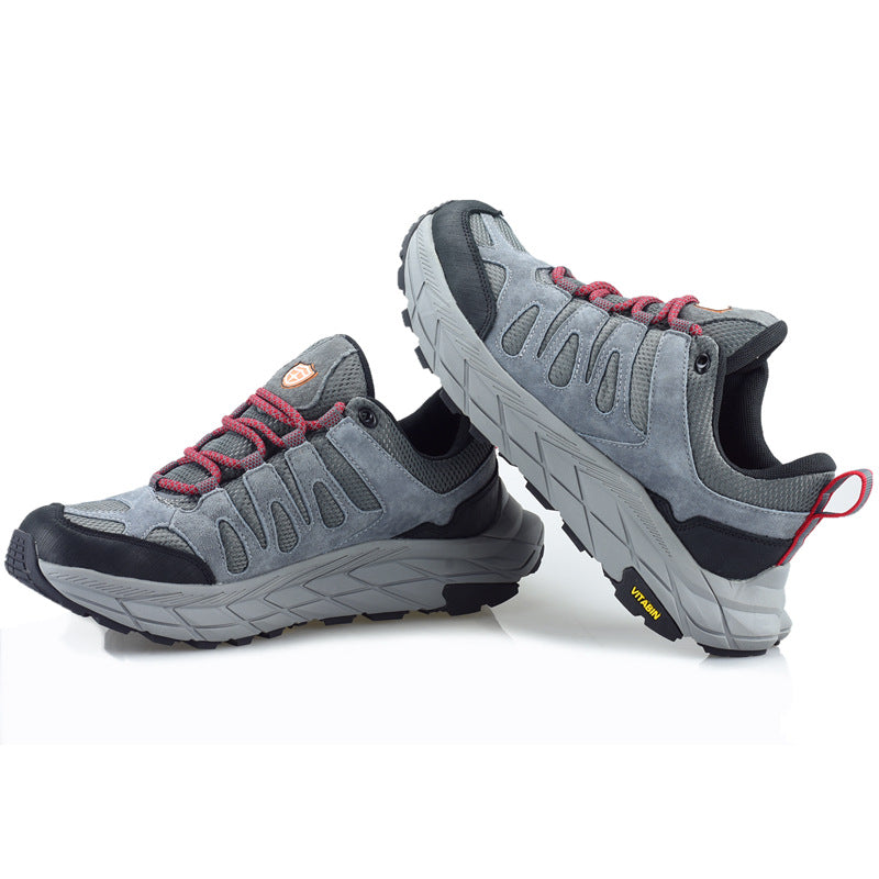 ECAF HTRON EHT Men‘s Genuine Leather Hiking Boots Thick Sole Outdoor Trail Shoes Anti-Slip & Breathable Trekking Trainers