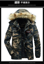 Men's Versatile Camouflage Fleece-Lined Military Jacket with Fur Hood & Multi Pockets