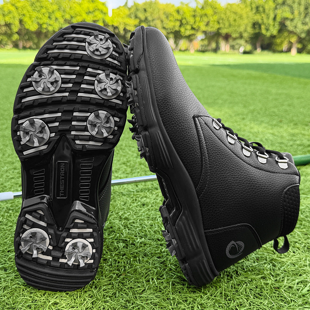 Thestron Men's High-Top Winter Golf Shoes Water-Resistant & Anti-Slip Spiked Trainers Big Sizes
